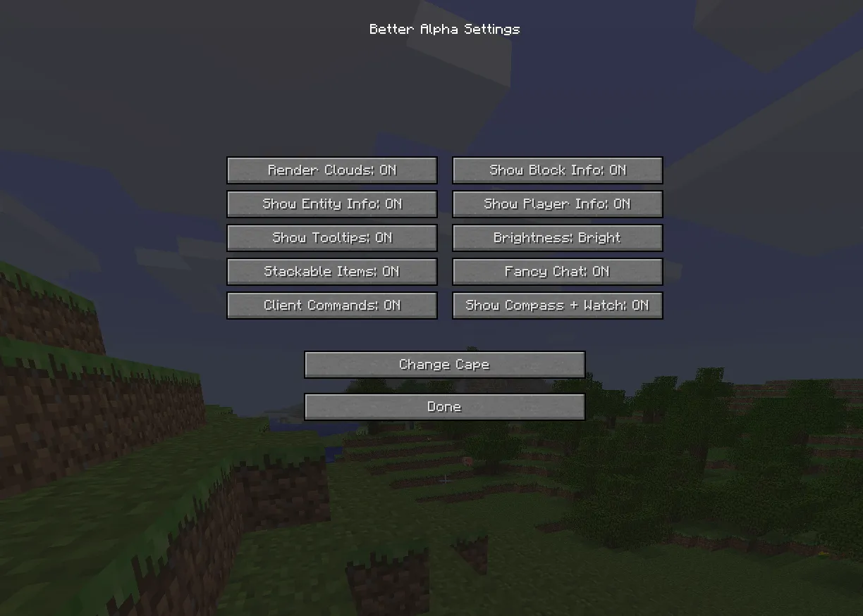 Better Alpha for Minecraft